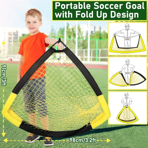 Miniatura 3 de Happy Jump Portería de Fútbol Emergente Plegable para Patio Trasero 7x5 pies, 5x3.6 pies, 4x3 pies, 3x2.2 pies