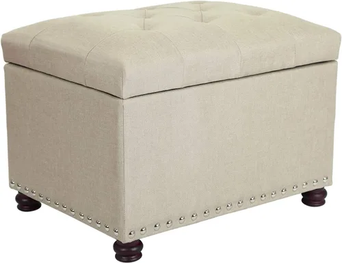 Miniatura 10 de Adeco Banco otomano de almacenamiento moderno de 24 pulgadas, reposapiés rectangular tapizado de piel sintética para sala de estar y dormitorio