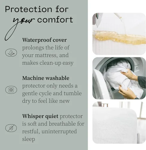 Miniatura 3 de Coop Home Goods Paquete de protector de colchón Queen y almohadilla para incontinencia, impermeable, ultra lujoso, CertiPUR-US, Greenguard Gold