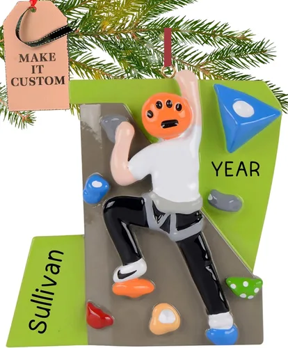 Adorno personalizado de escalada en roca 2026 | Adornos de Navidad deportivos grabados con láser para árbol | Regalo de recuerdo personalizado para