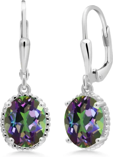Miniatura 108 de Gem Stone King Aretes colgantes de gota para mujer, plata de ley 925, piedra natal ovalada de 0.354 x 0.276 in, joyería fina, regalos para ella