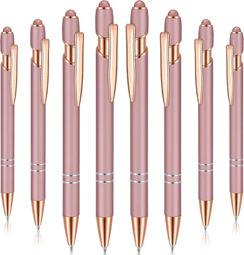 Miniatura 14 de 8 Pieces Ballpoint Pen with Stylus Tip Black Ink 2 in 1 Stylus Metal 1.0 mm Medium Point Smooth Pen Rainbow Colorful Rubberized Ballpoint for Touch