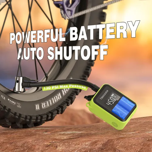 Miniatura 6 de Electric Mini Bike Pump 130 PSI, Portable Bike Tire Pump with Gauge, Rechargeable Tiny Bicycle Inflator, Auto-shutoff Air Pump for
