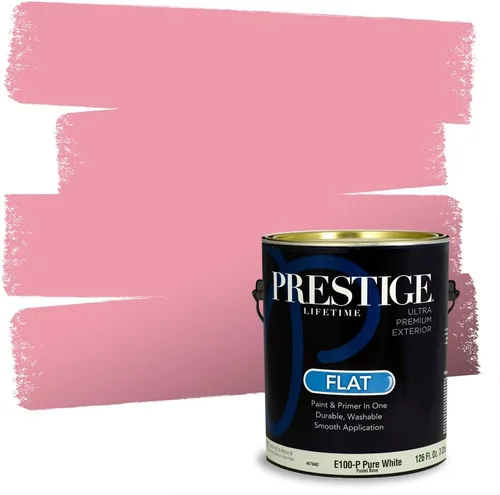 Miniatura 268 de Prestige Paints E100-T-SW6591 Pintura exterior e imprimación en uno, 1 galón, plano, combinación comparable de Sherwin Williams Amaryllis, 1 galón