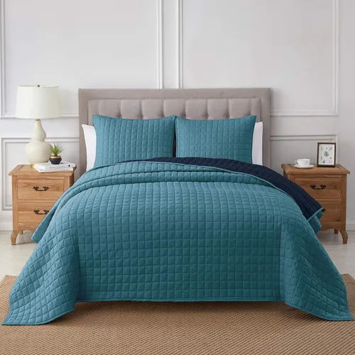 Miniatura 19 de BOURINA - Juego de colcha bordado de 3 piezas, microfibra prelavada, ultra suave, ligera, con bordado de estrellas, para cama full/queen, color rosa