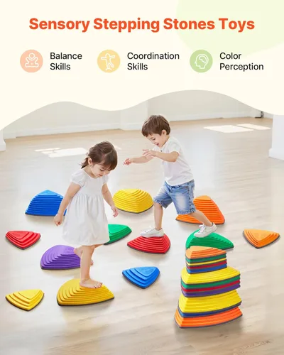 Miniatura 2 de VEVOR Piedras de equilibrio para niños, 12 unidades, hasta 220 libras, antideslizantes para niños pequeños, juego de coordinación de carrera