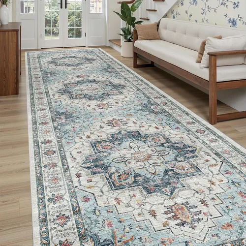 Miniatura 766 de Madane Tapete lavable de 2 x 10 pies para pasillo, cocina, recibidor, clásico, suave, antideslizante para interiores, casa de campo, baño, sala