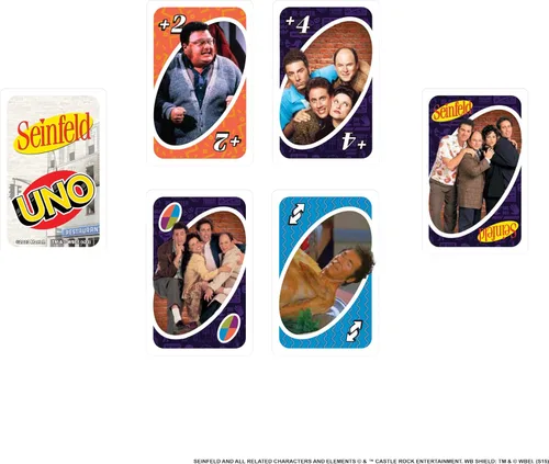 Miniatura 5 de Mattel Games UNO Seinfeld - Juego de cartas para niños, adultos y noches familiares con baraja coleccionable y reglas especiales inspiradas