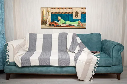 Miniatura 3 de Bersuse Aspendos XL - Toalla turca 100% algodón, 60 x 90 pulgadas, color negro y beige