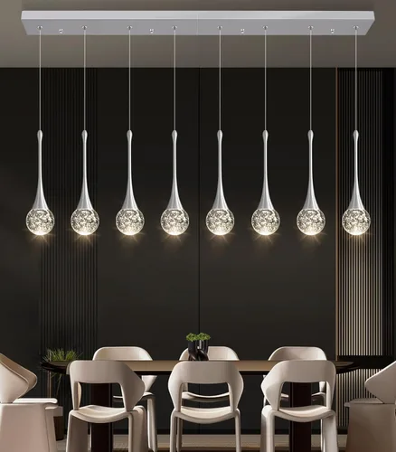 Miniatura 30 de 16 Luces Moderna Lámpara de Techo de Cristal Glam para Techo Alto, Lámpara Colgante LED Regulable para Escalera, Vestíbulo, Entrada, Sala de Estar