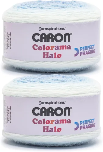 Miniatura 26 de Caron Colorama Halo Cake Ultra Marine Hilo - Paquete de 2 unidades de 8oz/226.79g - 71% acrílico, 18% nailon, 11% poliéster, #5 grueso, 60 yardas