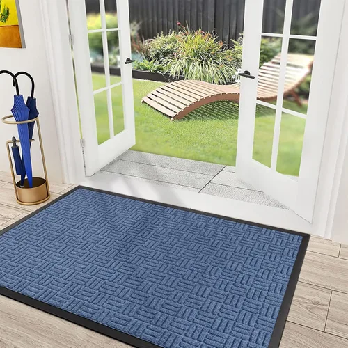 Miniatura 20 de Mibao Tapete para puerta delantera, resistente y duradero, tapete de bienvenida para interiores y exteriores, atrapador de suciedad, impermeable