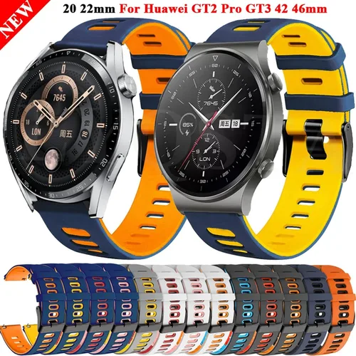 Miniatura 2 de Correas de silicona de 20 de 0.866 in para reloj inteligente Huawei Watch Gt 2 Pro GT2 GT 3 42 1.811 in (color: 10, tamaño: 0.787 in)