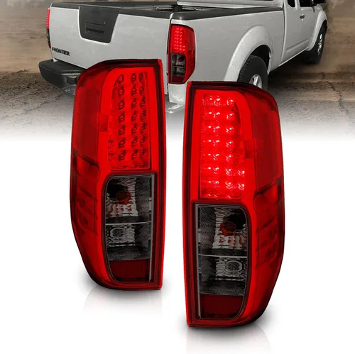 Miniatura 2 de AmeriLite para 2005-2021 Nissan Frontier 2009-2012 Equator, conjunto de luces traseras de freno LED rojas parahumo, para lado del pasajero y Rojo