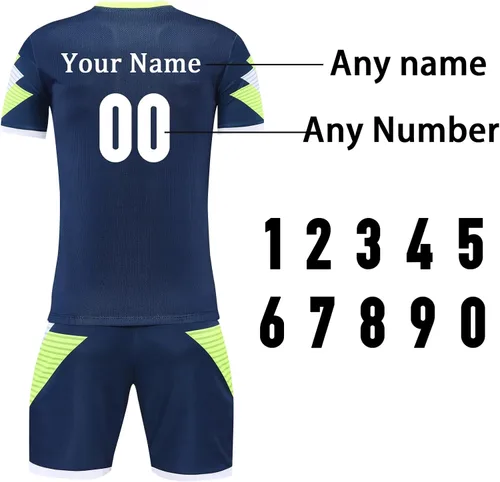 Miniatura 18 de Camiseta de fútbol personalizada para hombres y mujeres, uniformes de fútbol personalizados para niños/adultos con nombre y logotipo del