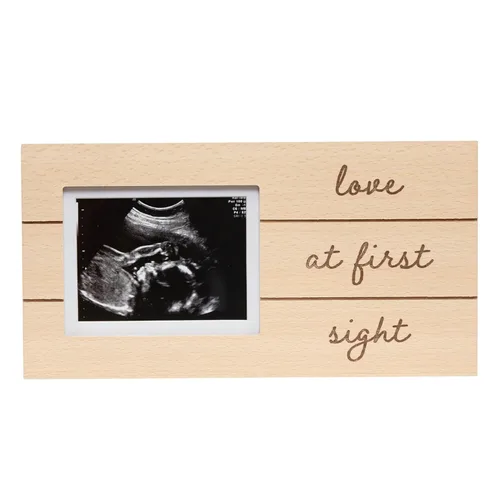 Pearhead Love At First Sight - Marco de fotos de madera para sonogramas, marco de anuncio de embarazo con ultrasonido, decoración ideal para Amor a