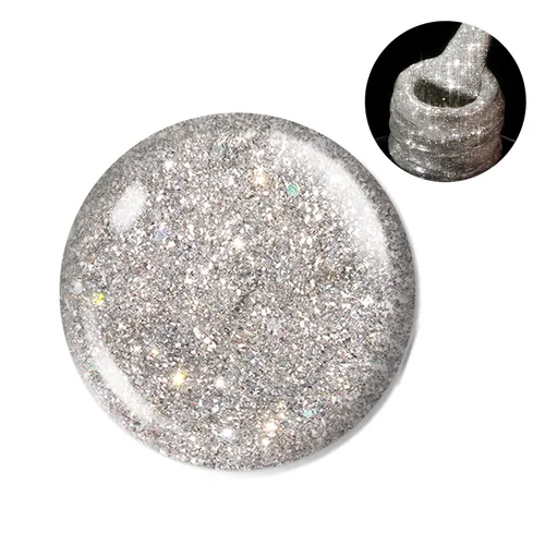 Miniatura 8 de Beetles - Esmalte de uñas de gel reflectante de diamante, 0.5 onzas (15 ml), color plateado con purpurina, secado con lámpara LED, manicura de salón