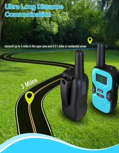 Miniatura 4 de Walkie Talkies para niños recargables paquete de 2: Walkie-Talkies para niños - Walky Talky para niños - Largo alcance al aire libre, caminatas