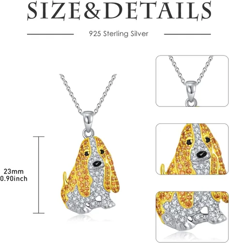 Miniatura 47 de Collares con colgante de perro de plata de ley S925 – 24 razas corgi/husky/labrador/pastor para mujer