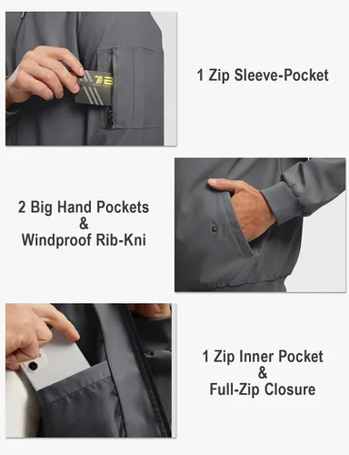Miniatura 5 de TBMPOY Men's Bomber Jacket Lightweight Spring Windbreaker Light Casual Stylish Fashion Fall Zip up Coats With Pockets