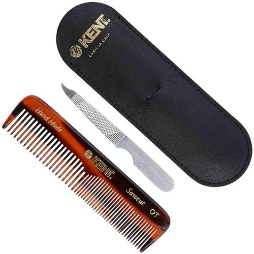 Kent NU19 Set de regalo, con peine de bolsillo de dientes finos y dientes anchos OT para cabello, bigote y barba para hombres, mujeres y niños.