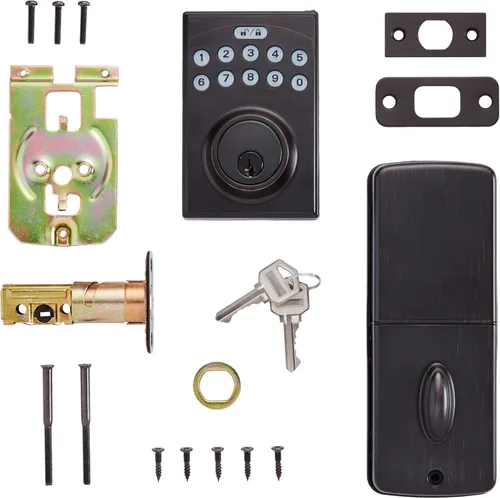 Miniatura 3 de Amazon Basics Cerradura de puerta con pestillo de seguridad y teclado electrónico con entrada sin llave de control táctil, opción de entrada