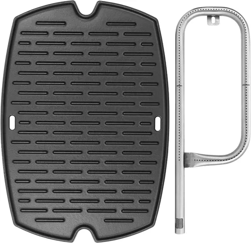 Miniatura 11 de 7582 Parrilla para Weber Baby Q, Accesorios Weber Q1000, Q1200, Q1400, Q100, Q120, Q140, 386001, 386002, Hierro Fundido Esmaltado Mate, Negro