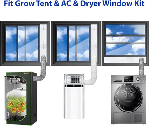 Miniatura 8 de Kit de ventilación de ventana, kit de ventana de aire acondicionado portátil, universal para conductos de 4 pulgadas/6 pulgadas y manguera de 5.1