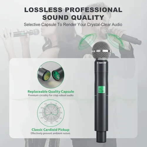 Miniatura 2 de Phenyx Pro Sistema de micrófono inalámbrico inalámbrico UHF de 8 canales PTU-4000-8H Bundle con cubierta de micrófono de espuma PTA-WDS5