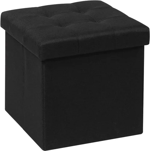B FSOBEIIALEO Cubo otomano de almacenamiento, baúl de almacenamiento, reposapiés plegable para sala de estar, 12.6 x 12.6 x 12.6 pulgadas (negro