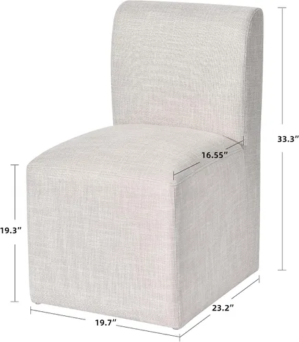 Miniatura 2 de DUHOME Silla de comedor tapizada con ruedas, sillas de comedor modernas de lino con ruedas para comedor, dormitorio, sala de lectura, sala de estar