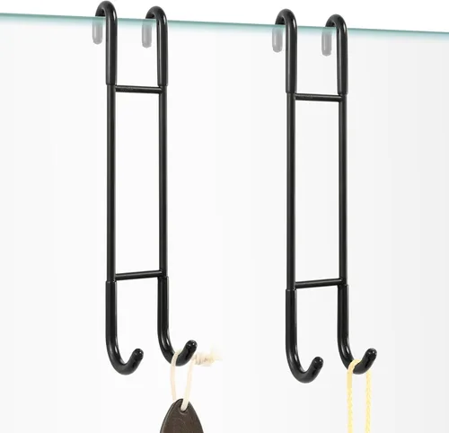 Miniatura 9 de NINETREX Ganchos para puerta de ducha, ganchos para toallas para puertas de vidrio sin marco, gancho de acero inoxidable SUS 304 resistente