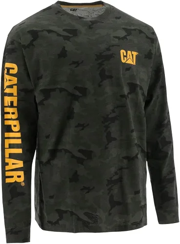 Cat erpillar - Camiseta de manga larga para hombre con lazo de gestión de alambre y logotipo de trabajo para gatos