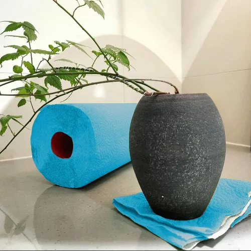 Miniatura 2 de Renova Paquete de toallas de papel azul, 1 rollo, 120 hojas, 2 capas, certificado FSC, sostenible y absorbente