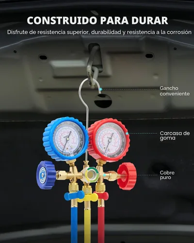 Miniatura 7 de Orion Motor Tech Medidores de CA, juego de manómetros de CA para refrigerante R134a R12 R502, coche de 3 vías con mangueras de 5 pies acopladores
