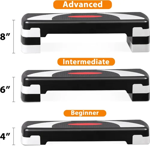 Miniatura 4 de Plataforma escalonada de entrenamiento aeróbico de 30 pulgadas con elevadores ajustables de 4 a 6 a 8 pulgadas, entrenamiento de ejercicio