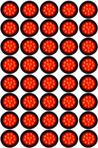Miniatura 19 de Astra Depot Luz trasera redonda roja de 4 pulgadas, 12 luces LED para remolque, impermeable, lámpara trasera de freno con juntas de goma con ojales