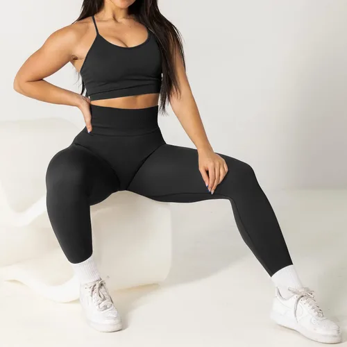 Miniatura 4 de RUUHEE Leggings de entrenamiento de contorno sin costuras para mujer, cintura alta, pantalones de yoga para gimnasio