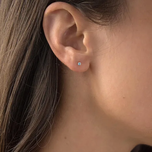 Miniatura 3 de Aretes tipo dormilona de plata de ley 925 chapados en oro de 14 quilates, hipoalergénicos, de 0.118 pulgadas, redondos, con piedra natal genuina