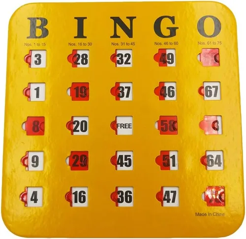 Miniatura 6 de Yuanhe Tarjetas de bingo con diapositivas de obturador, paquete de 5 unidades, multicolor extra grueso, fácil de leer con ventanas deslizantes