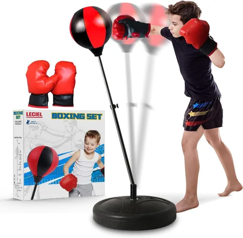 Saco de boxeo para niños de 3 a 8 años, bolsa de boxeo para niños con guantes y soporte ajustable, juguete deportivo para niños