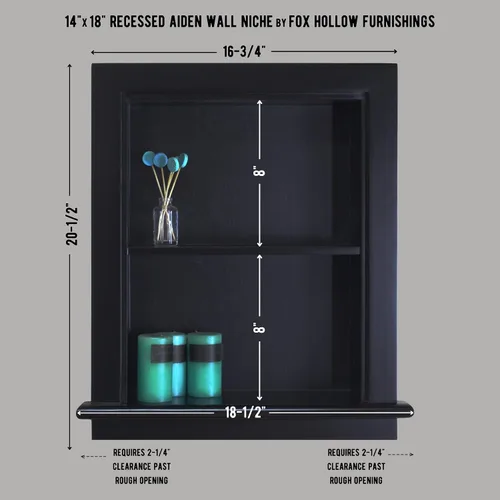 Miniatura 2 de Aiden - Botiquín de repuesto de pared empotrada de 14 x 18 pulgadas, estante de inserción de gabinete de baño, fabricado en América del Norte, Negro