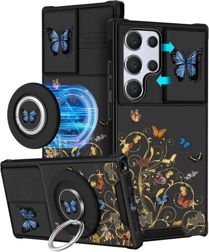 Miniatura 48 de Funermei Funda para teléfono Samsung Galaxy A15 5G - [2 en 1] Funda para teléfono de mujeres lindas chicas, diseño femenino de mariposa negra