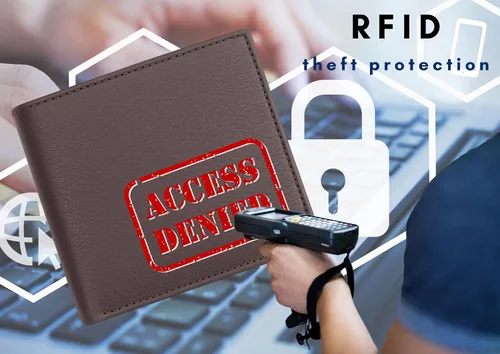 Miniatura 24 de Bullz RFID bloqueo de señal de protección contra robo de cuero grande grueso de seguridad para hombre cartera, Negro