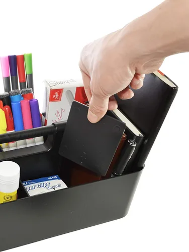 Miniatura 2 de Nuevo Organizador de Maquillaje Portátil de Plástico Caddy Tote Cesta Dividida con Asa, para Almacenamiento de Baño - Contiene Brochas de Maquillaje