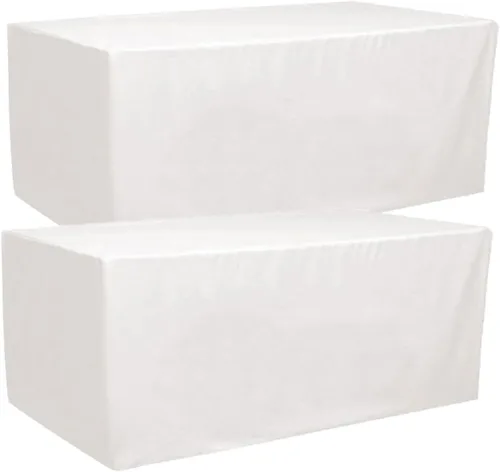 Miniatura 7 de Paquete de 2 manteles rectangulares ajustables de poliéster de 8 pies de largo x 30 pulgadas de ancho x 30 pulgadas de alto, para banquete de boda