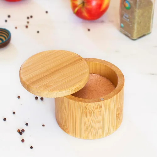 Miniatura 7 de Totally Bamboo Salero con Tapa Giratoria – Contenedor de Almacenamiento de Bambú para Encimera de Cocina con Cierre Magnético – Ideal para Sal