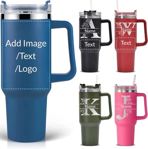 Miniatura 11 de Vaso de acero inoxidable con foto personalizada de 20 onzas / 30 onzas, taza de café personalizada con tapa y pajilla, taza aislada al vacío