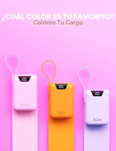 Miniatura 6 de Cargador portátil M2, banco de energía de 20000 mAh, PD 35 W, cable integrado USB-C ultra rápido, compacto y bonito, mini batería externa