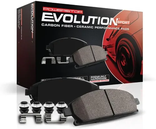 PowerStop Pastillas de freno delanteras para Ford Mustang 2005-10 - Z23 Pastillas de freno de cerámica de fibra de carbono con accesorios de